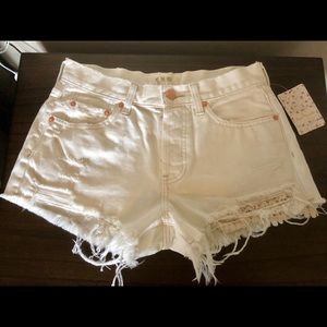 Free People Distressed Denim Shorts, Size 26